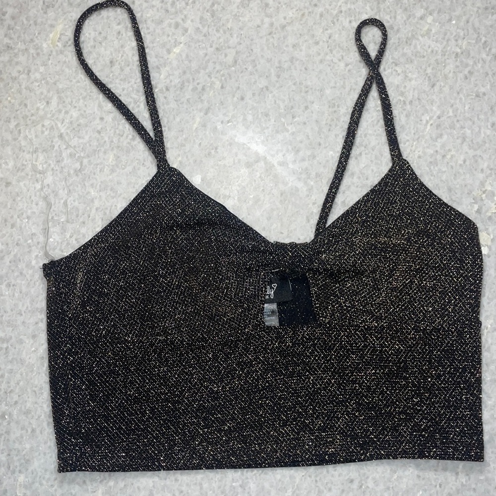 Just Polly New York Metallic Crop Top L